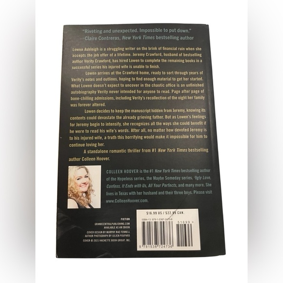 Verity by Colleen Hoover Book - Picture 2 of 4